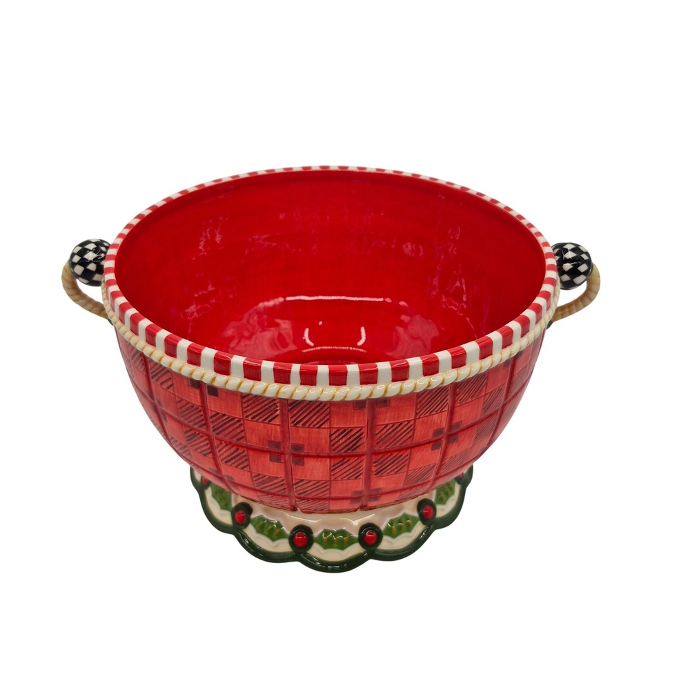 Enesco ME Mary Engel Breit Ink Twas Red Serving Bowl 2004 Christmas Holiday EUC